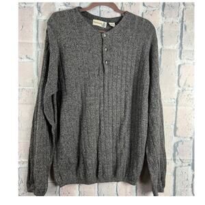 Vintage Fieldmaster Mens 1/4 Button Fleece Sweater Size L Heavy Gray Pullover